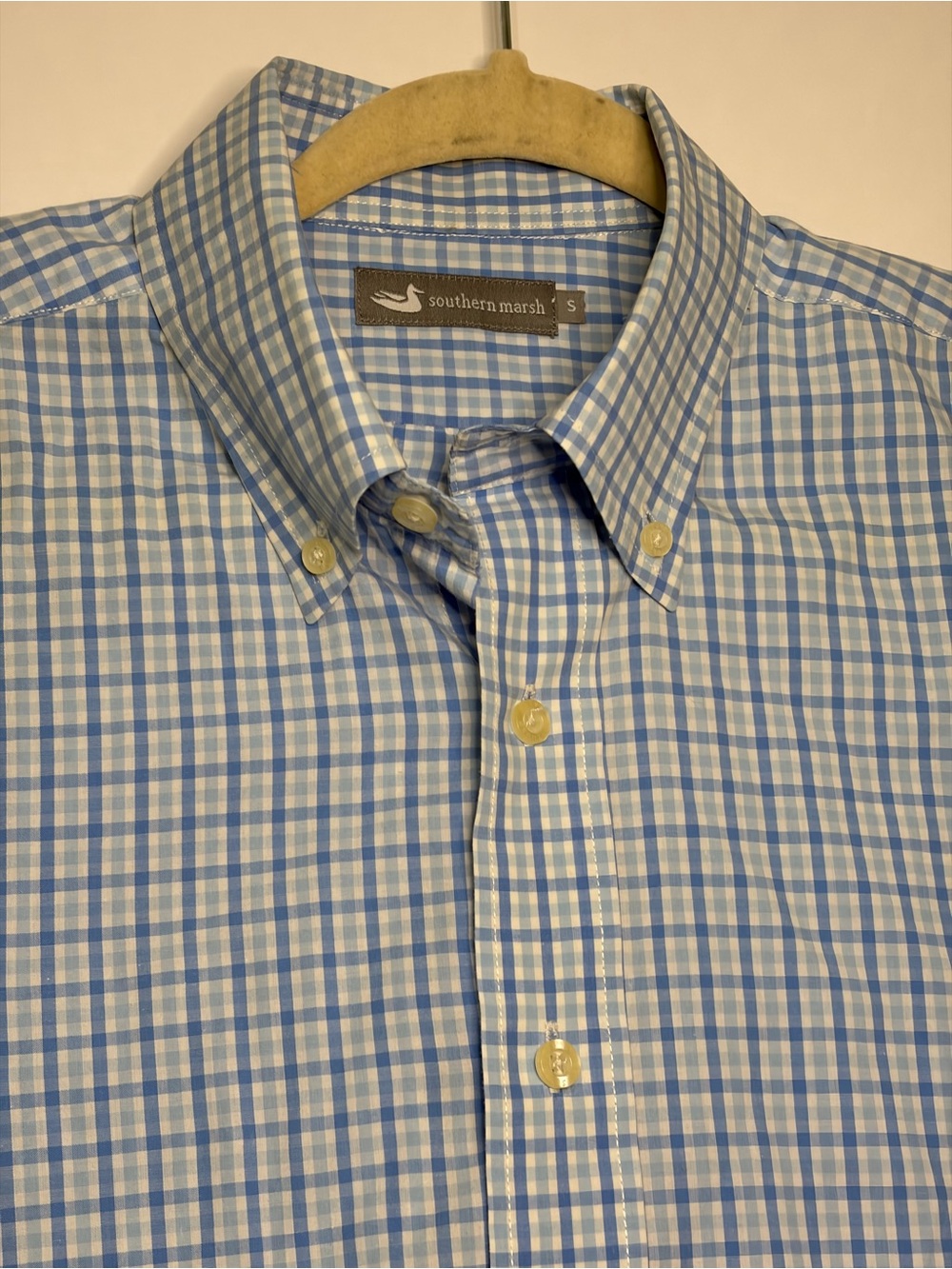 Southern Marsh Light Blue and White Check Button-Down Shirt